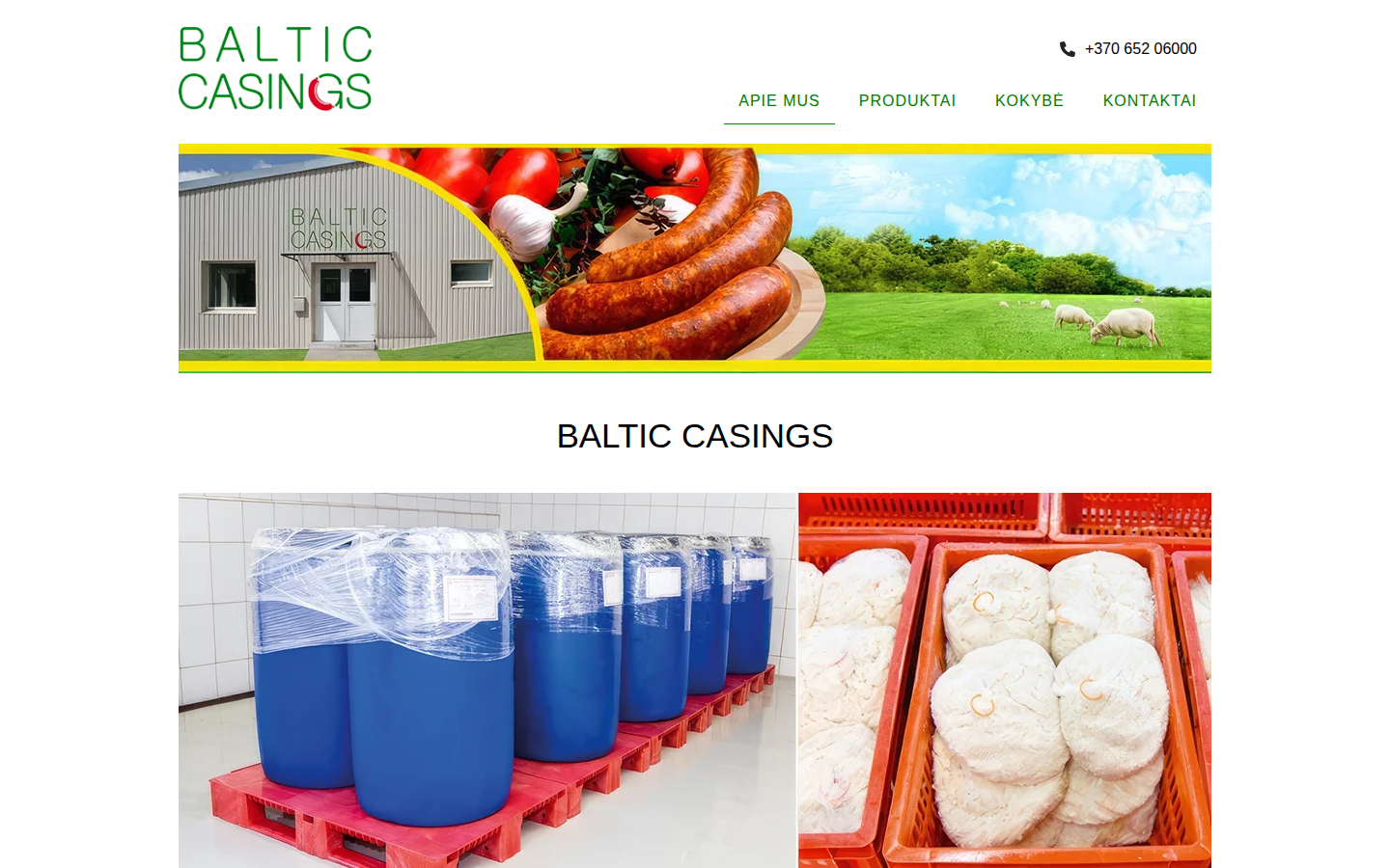 Svetainė „Baltic Casings“ kompiuterio ekrane