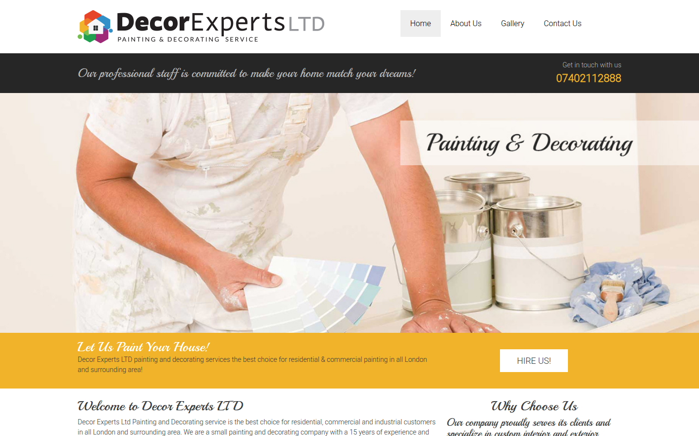 Decor Experts Ltd website on desktop