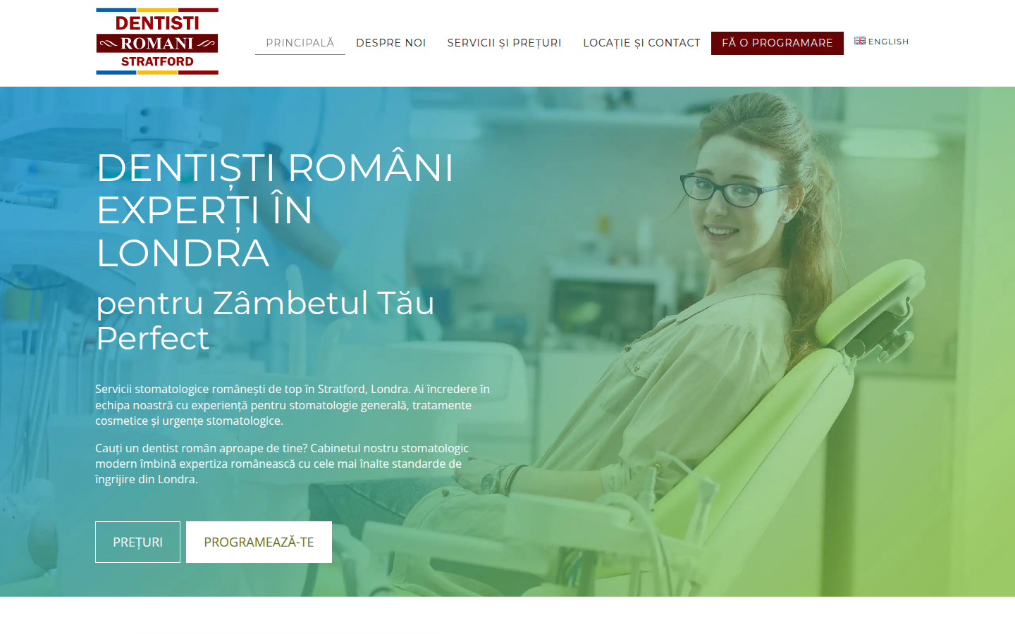 Dentiști Români website on desktop