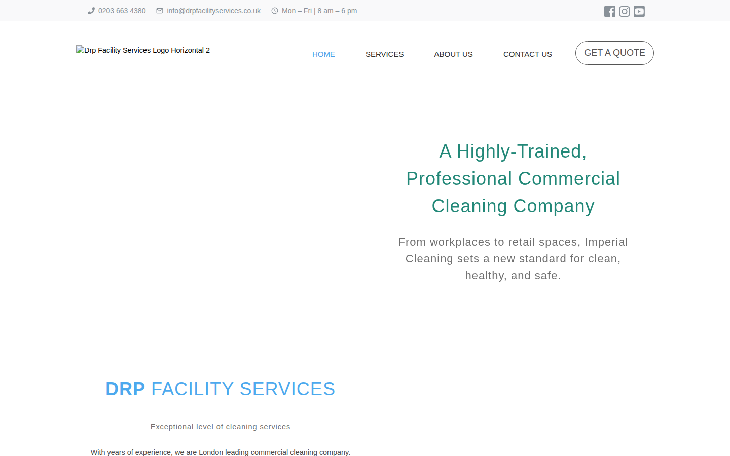 DRP Facility Services website on desktop