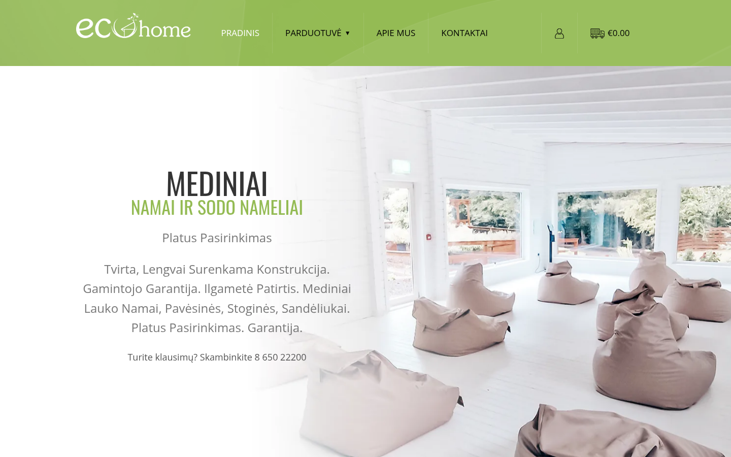 Svetainė „EcoHome Lithuania“ kompiuterio ekrane