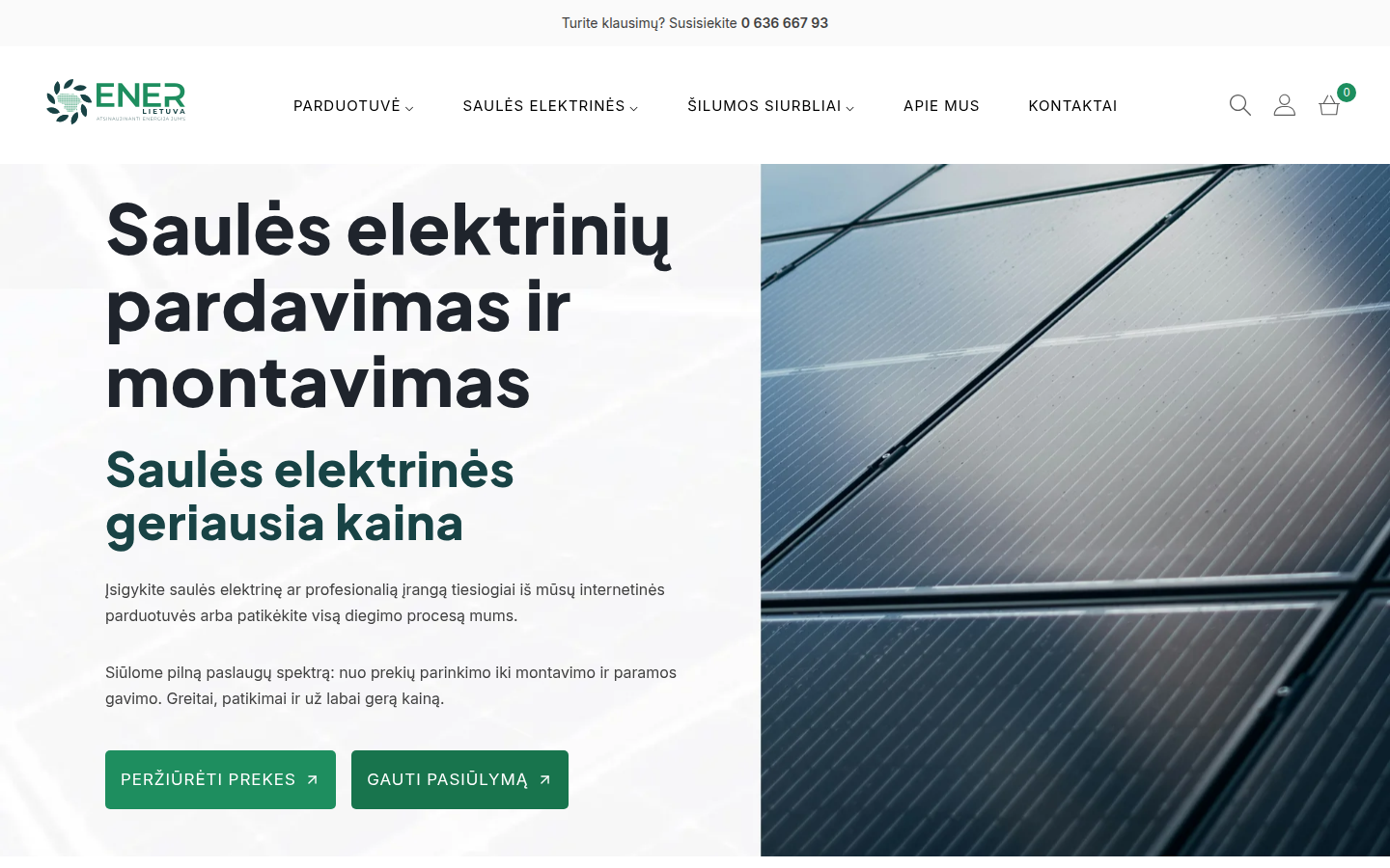 Svetainė „ENER LT“ kompiuterio ekrane