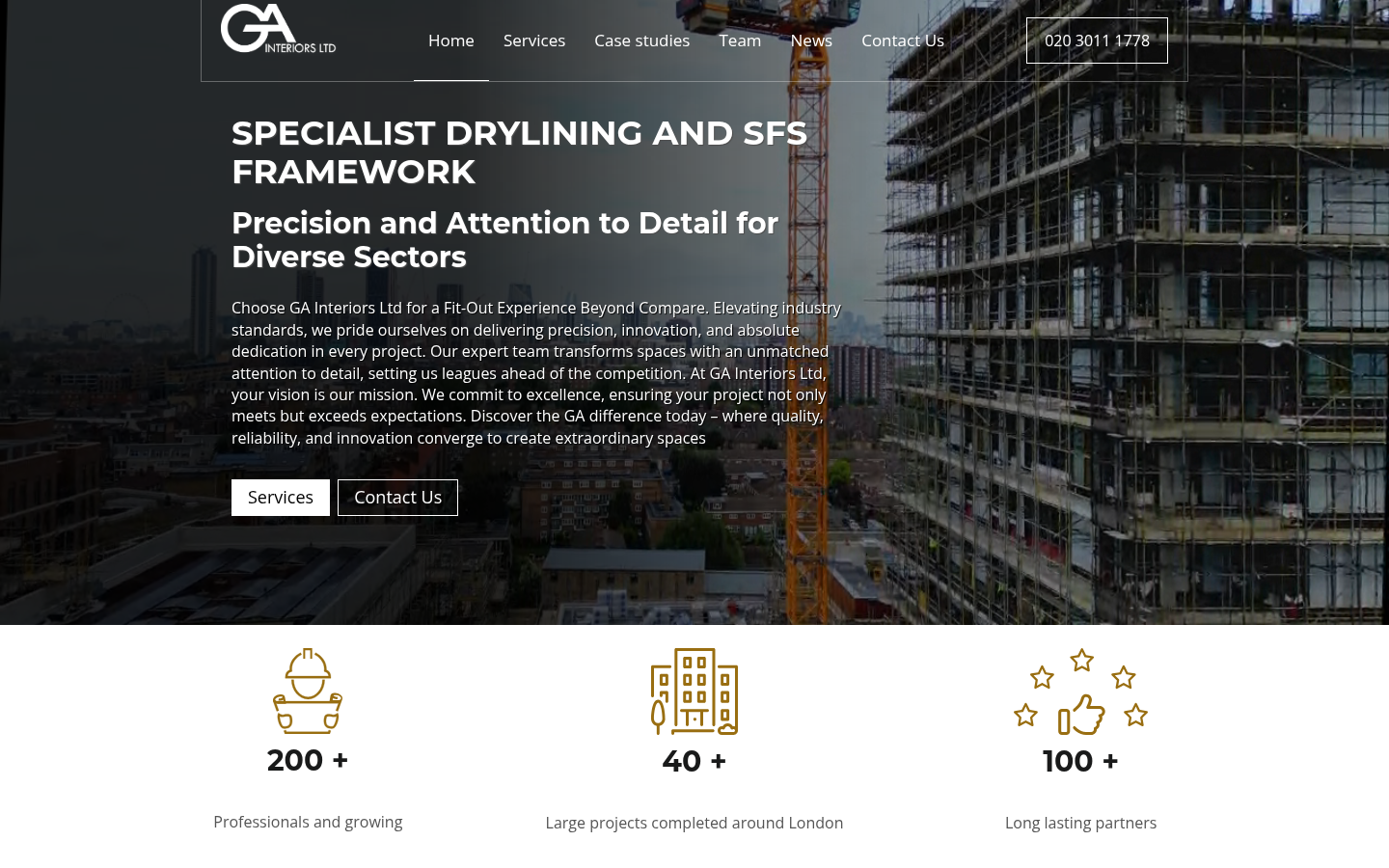 GA Interiors Ltd website on desktop