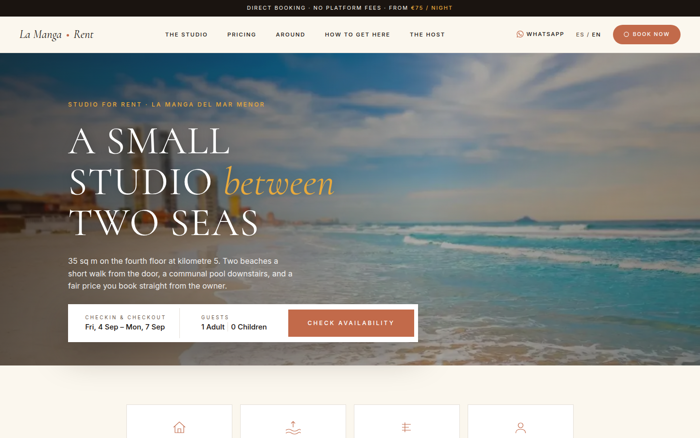La Manga Rent website on desktop
