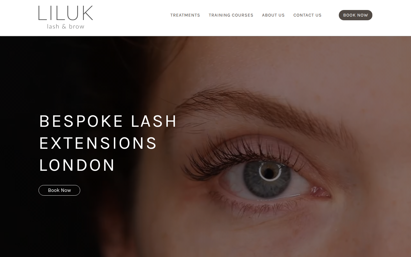 LILUK Lash & Brow website on desktop
