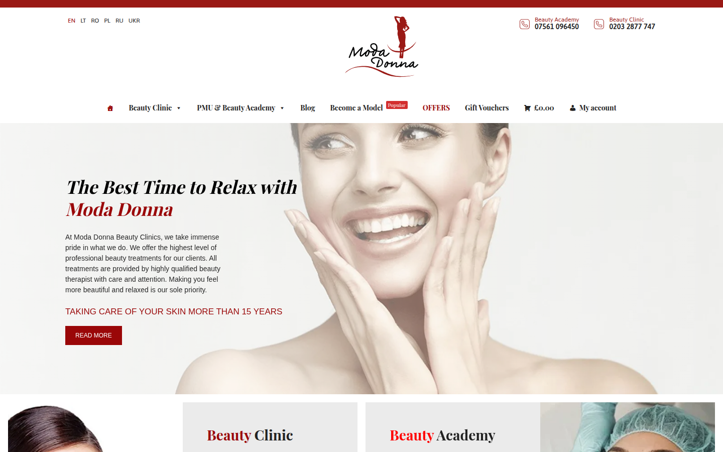 Moda Donna website on desktop