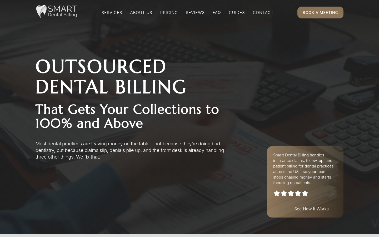 Smart Dental Billing website on desktop
