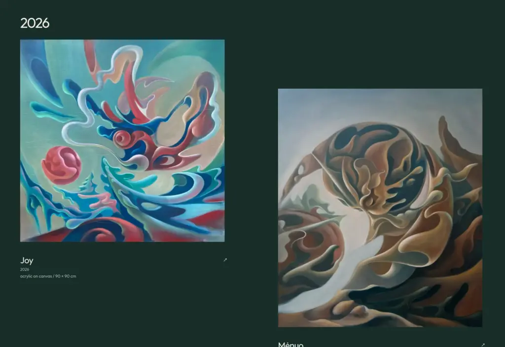 The painting archive, organised by year while preserving the artwork’s proportions.