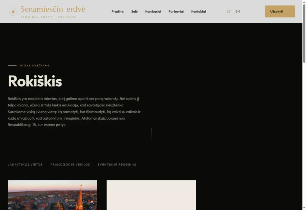 The local guide organises places to visit, activities and events. Lithuanian page shown.