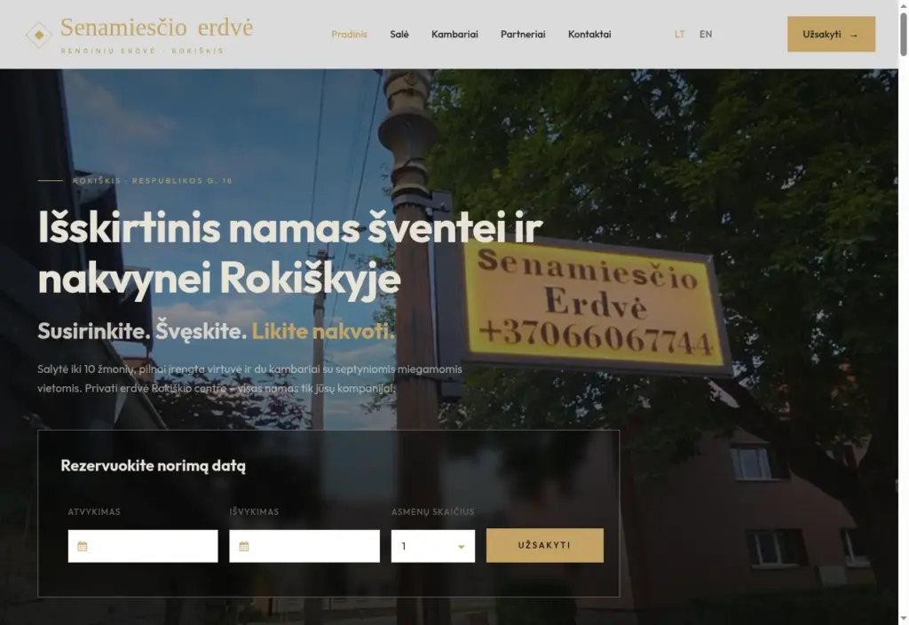 The Lithuanian homepage uses the same visual identity with content for local guests.